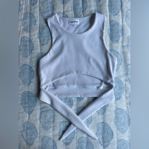 Superdown Colette Tie Front Tank in White - Picture 3 of 4